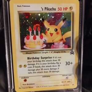PokemonTCG Birthday Pikachu HOLO #24 Black Star Promo 2000 WOTC /with🍥SWIRL!